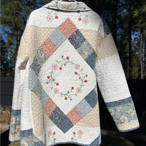 This is SOLD Vintage Chic Floral Patchwork Quilted Coat - Picture 6 of 13